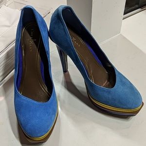 Cole haan Royal blue suede platform pump heels